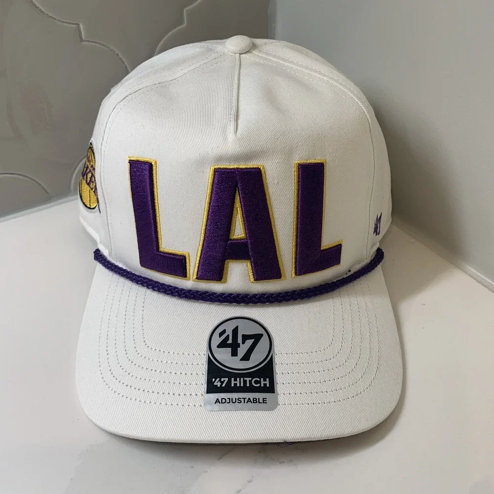 '47 Brand Los Angeles Lakers NBA Hitch Rope White Adjustable Snapback Hat OSFM